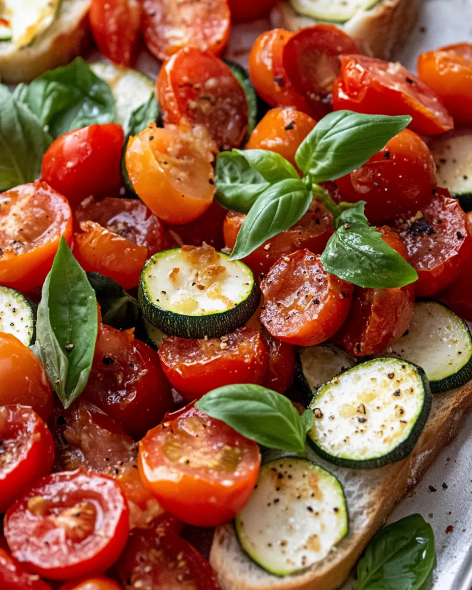 Delicious Roasted Tomato & Zucchini Bruschetta Board shot