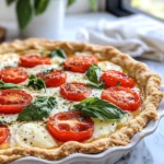 Homemade Rustic Tomato-Basil Buttermilk Pie photo