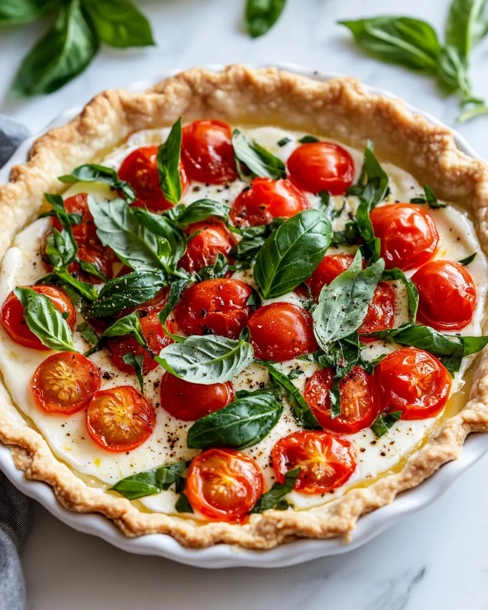 Delicious Rustic Tomato-Basil Buttermilk Pie dish photo