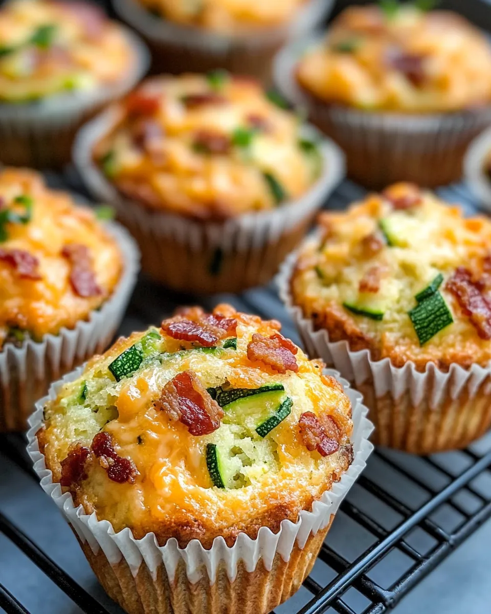 Delicious Savory Cheddar-Bacon Zucchini Muffins food shot