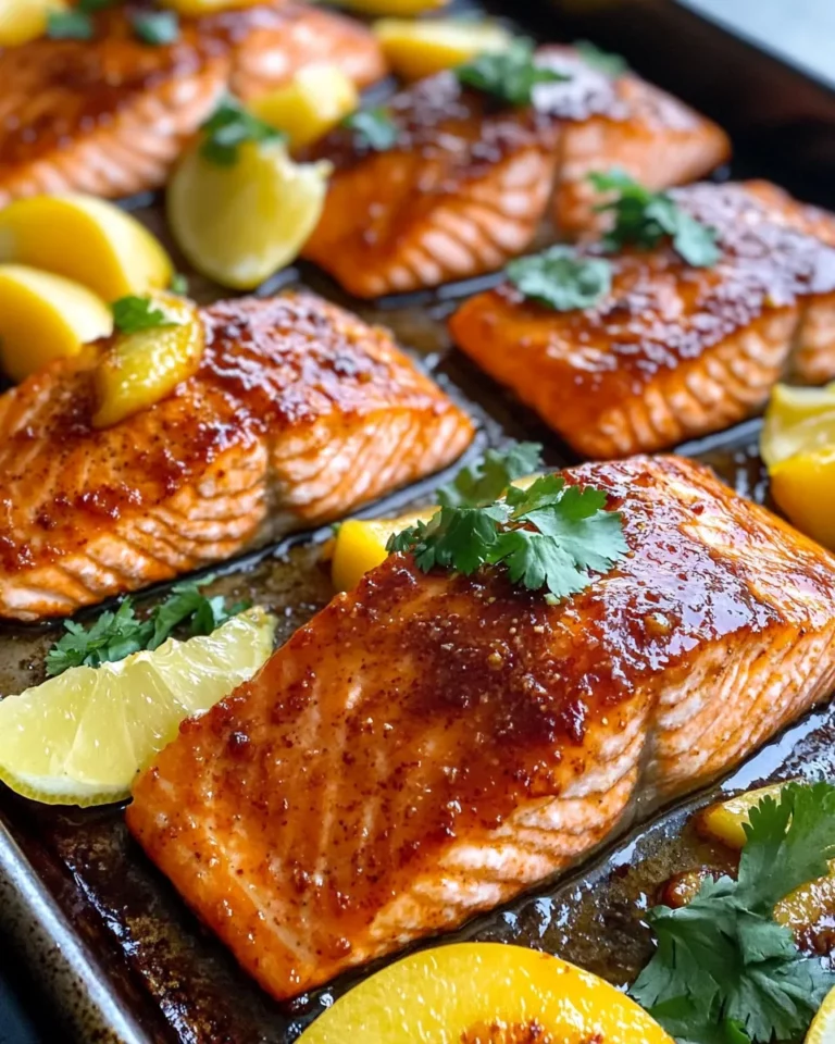 Homemade Sheet-Pan Salmon with Peach-Sriracha Glaze photo