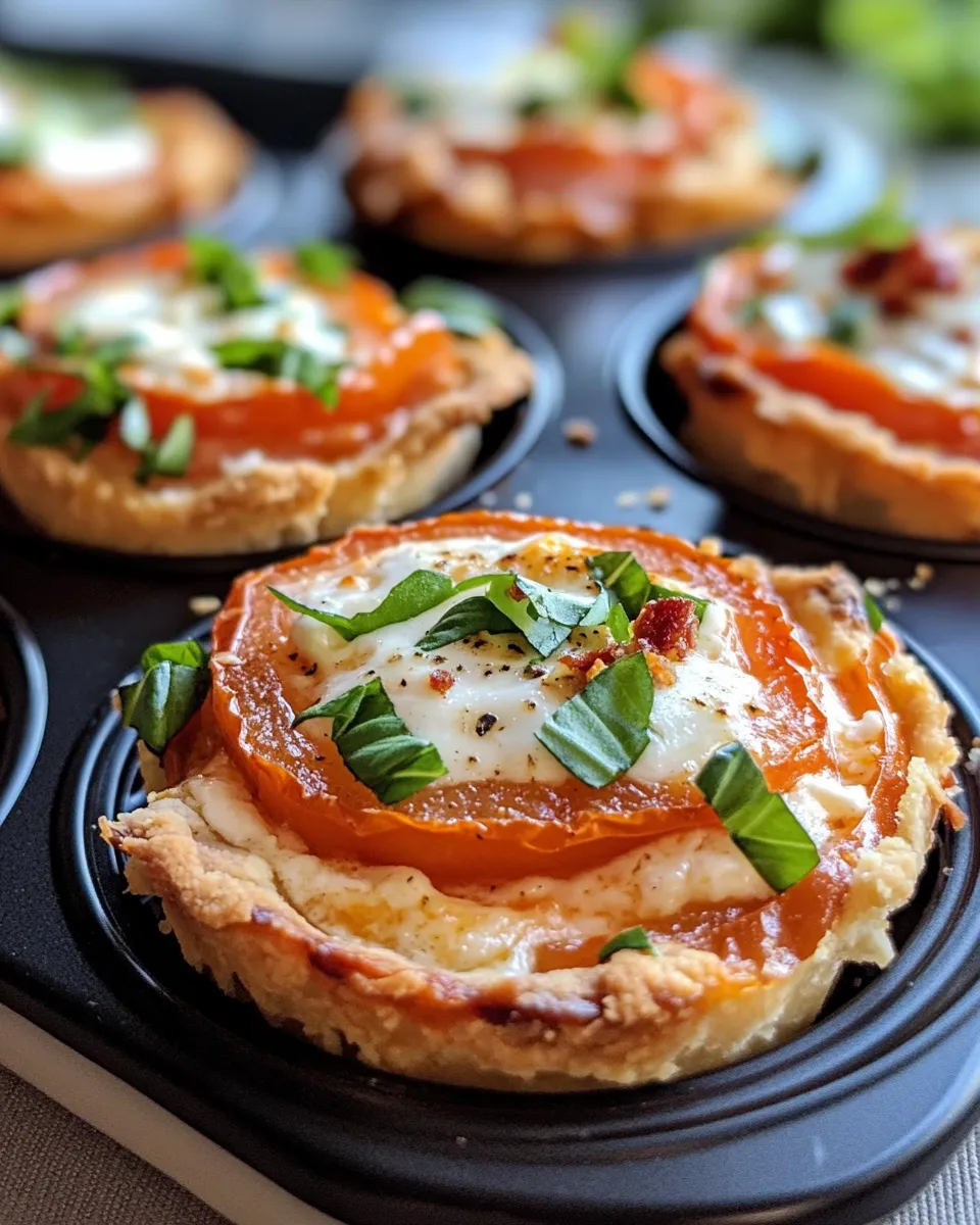 Easy Southern Tomato Pie Minis (Muffin Tin) food shot