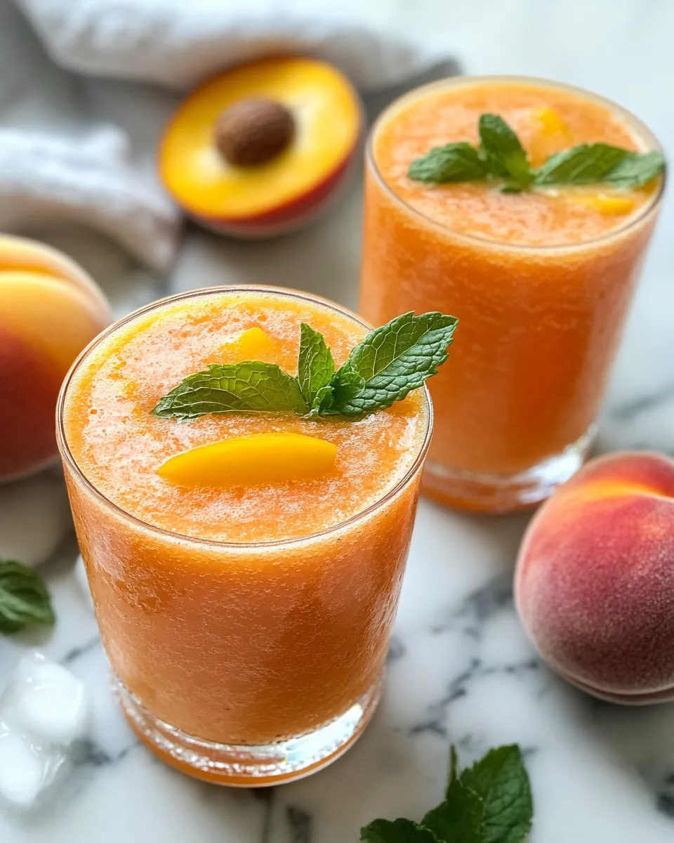 Classic Sparkling Frozen Peach Bellini Mocktail image