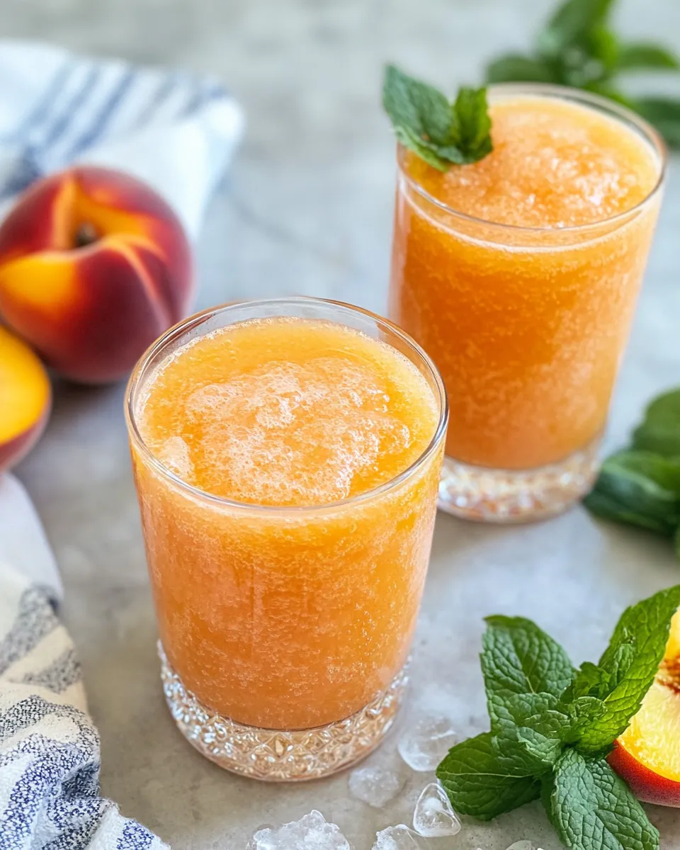 Easy Sparkling Frozen Peach Bellini Mocktail recipe photo