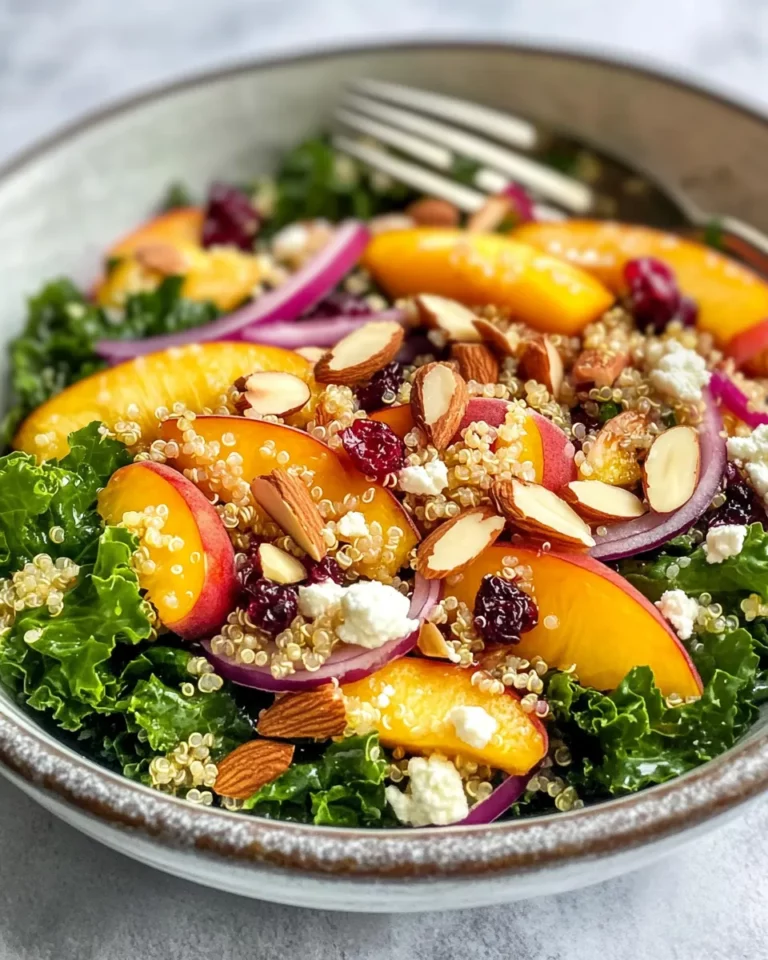 Homemade Summer Peach & Baby Kale Power Salad recipe photo
