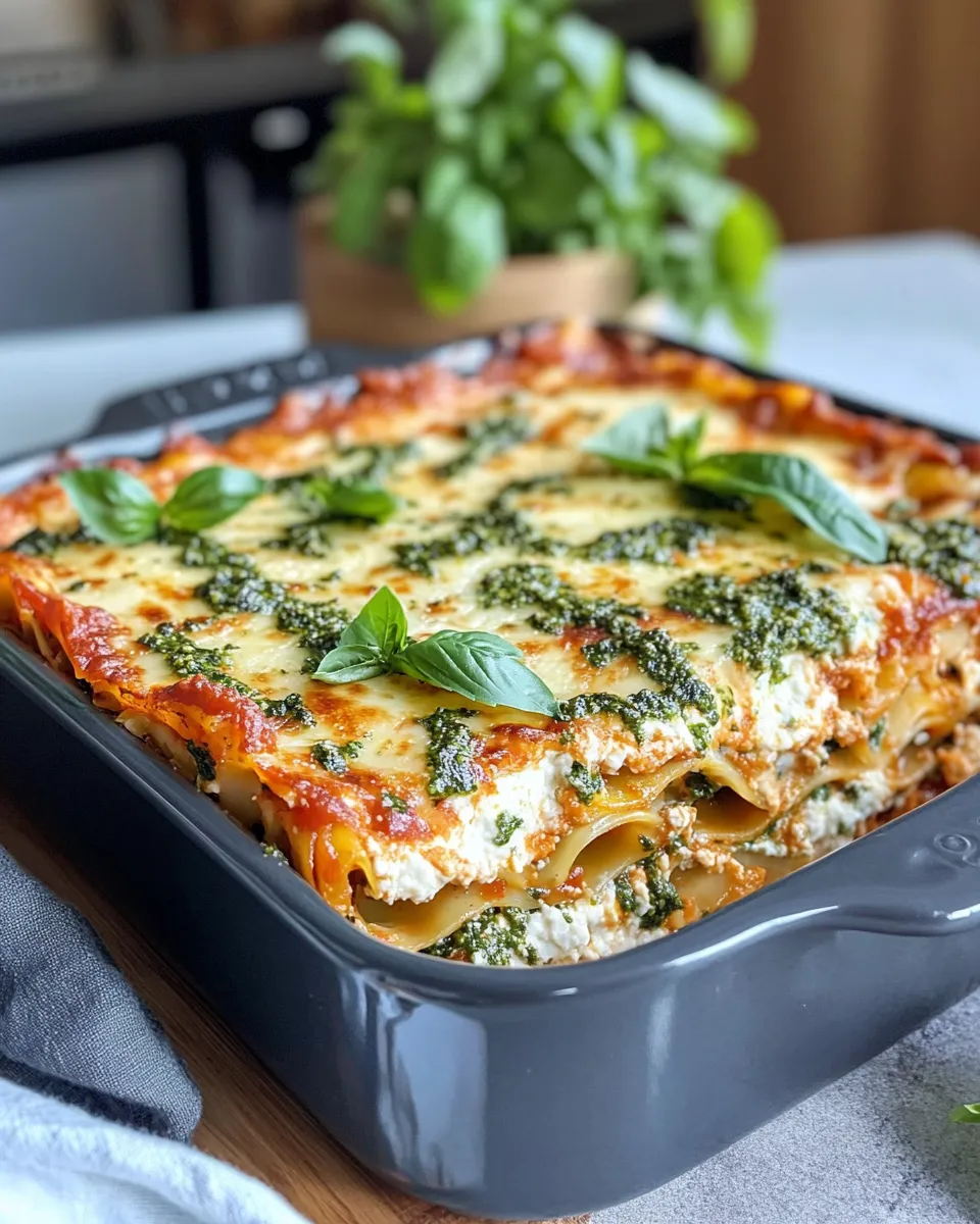 Delicious Summer Squash & Ricotta Pesto Lasagna dish photo