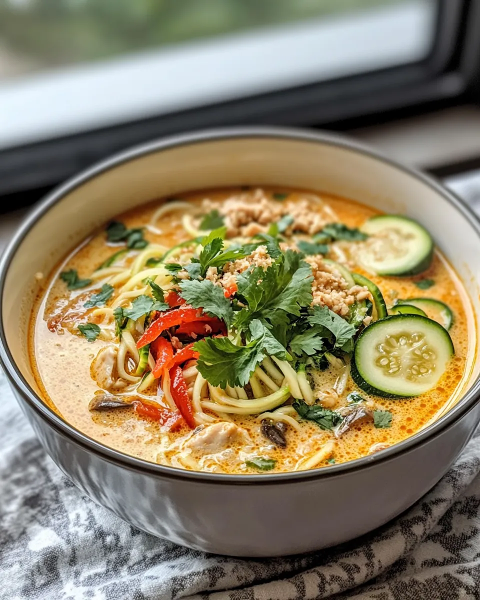 Classic Thai Coconut Zucchini Noodle Soup dish photo