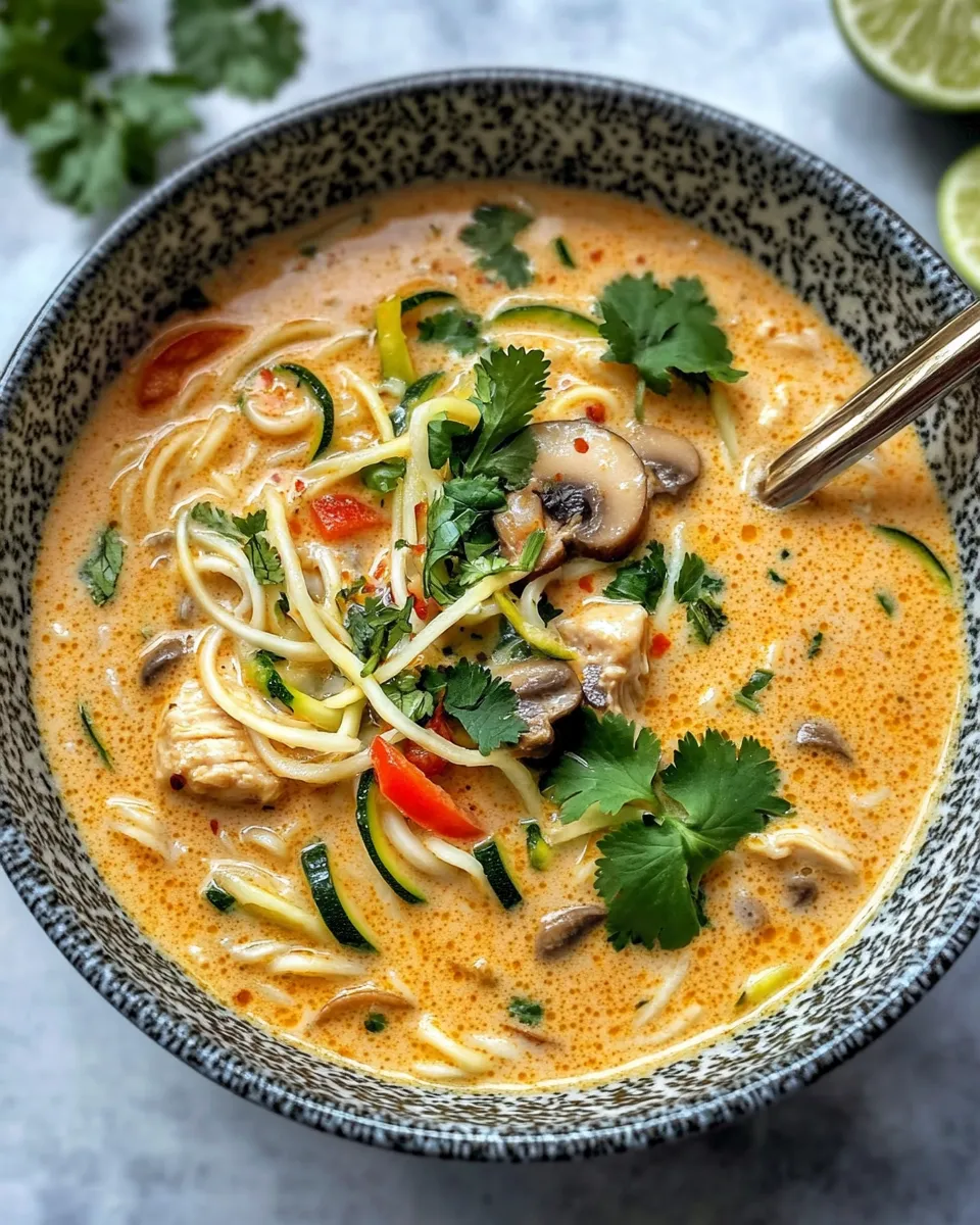 Easy Thai Coconut Zucchini Noodle Soup food shot