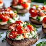 Delicious Tomato-Pie Stuffed Mushrooms recipe photo