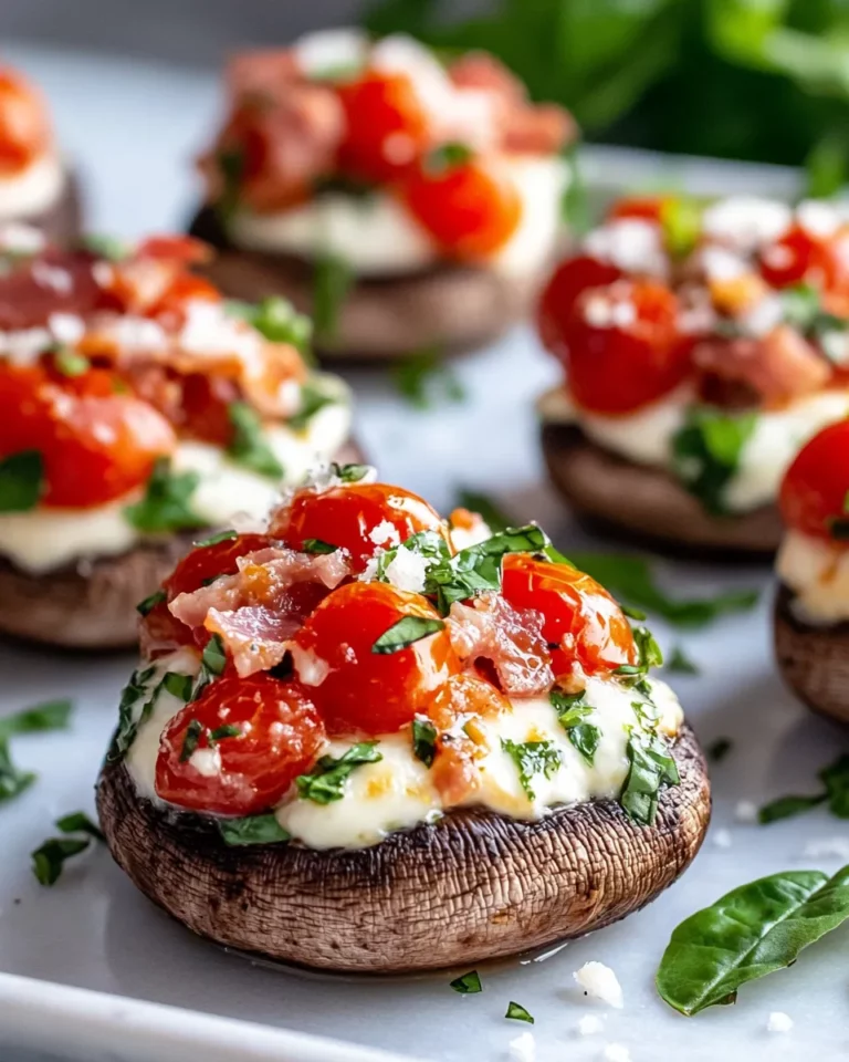 Delicious Tomato-Pie Stuffed Mushrooms recipe photo