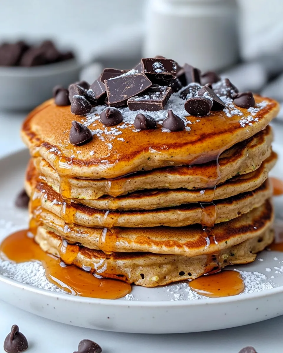 Best Zucchini Chocolate-Chip Protein Pancakes plate image