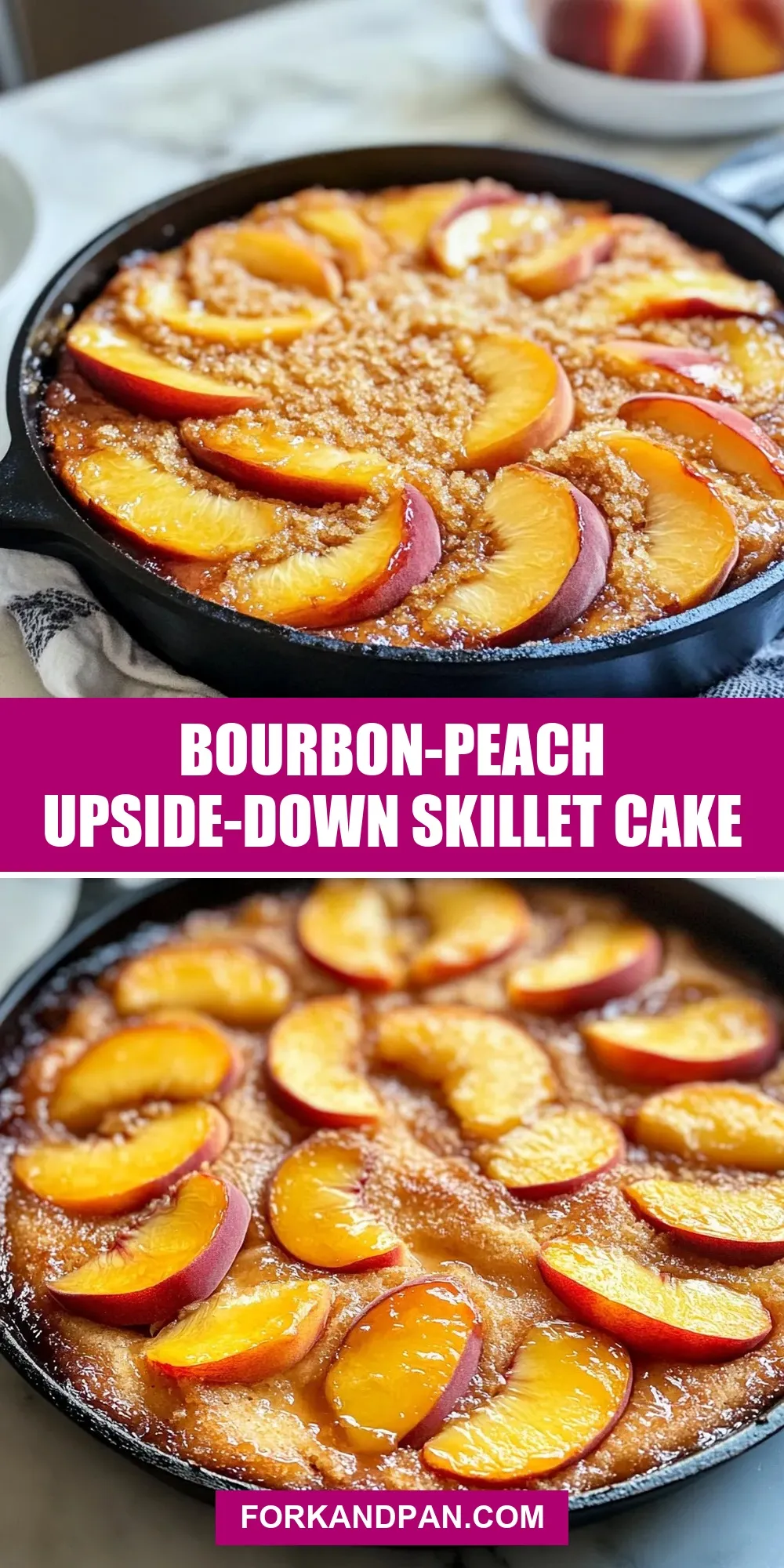 Bourbon-Peach Upside-Down Skillet Cake Recipe