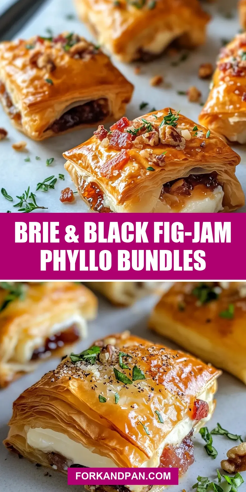 Simple Brie & Black Fig-Jam Phyllo Bundles