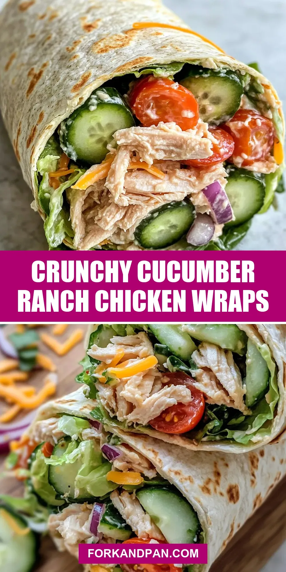 Simple Crunchy Cucumber Ranch Chicken Wraps