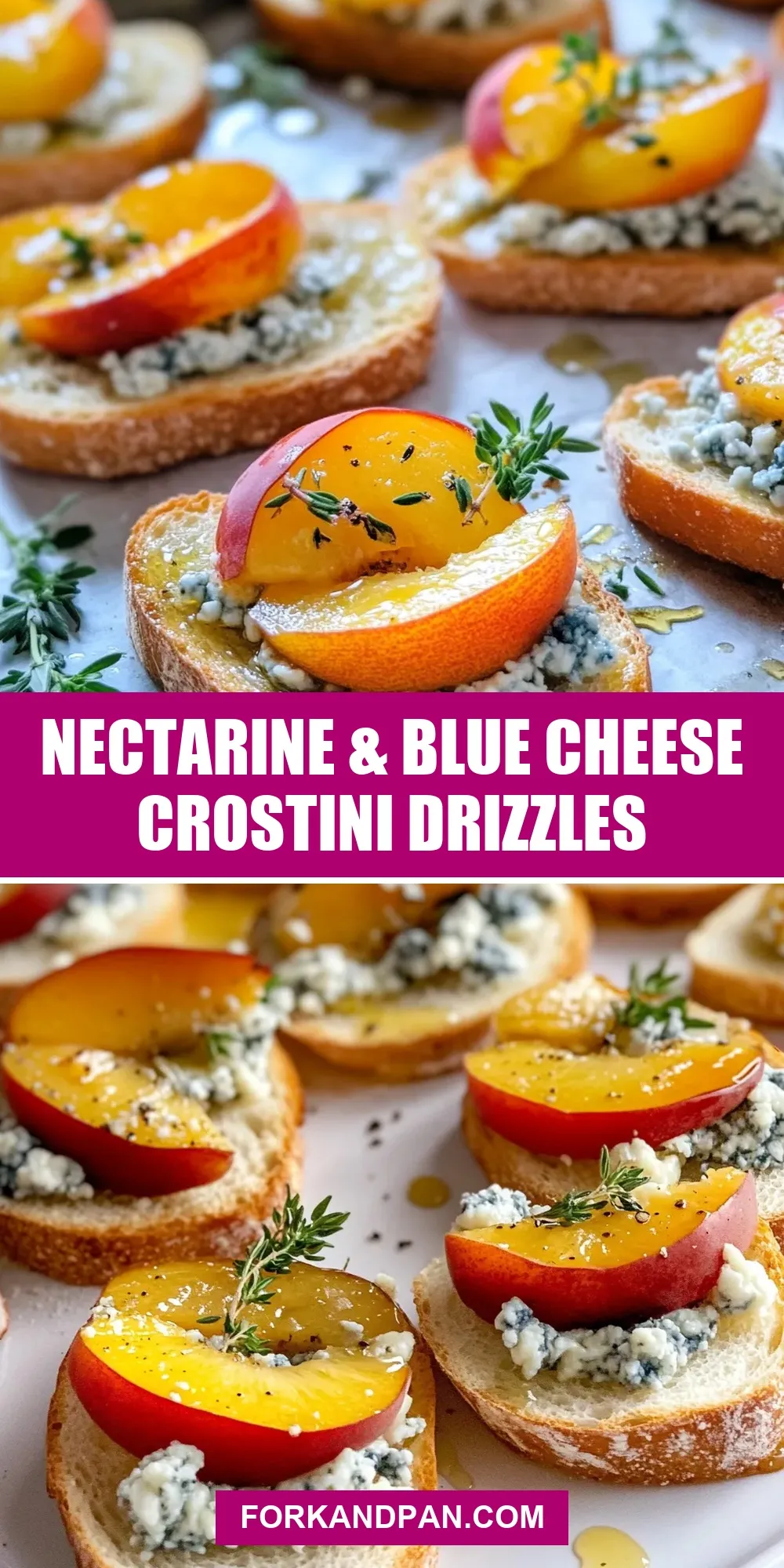 Easy Nectarine & Blue Cheese Crostini Drizzles Recipe