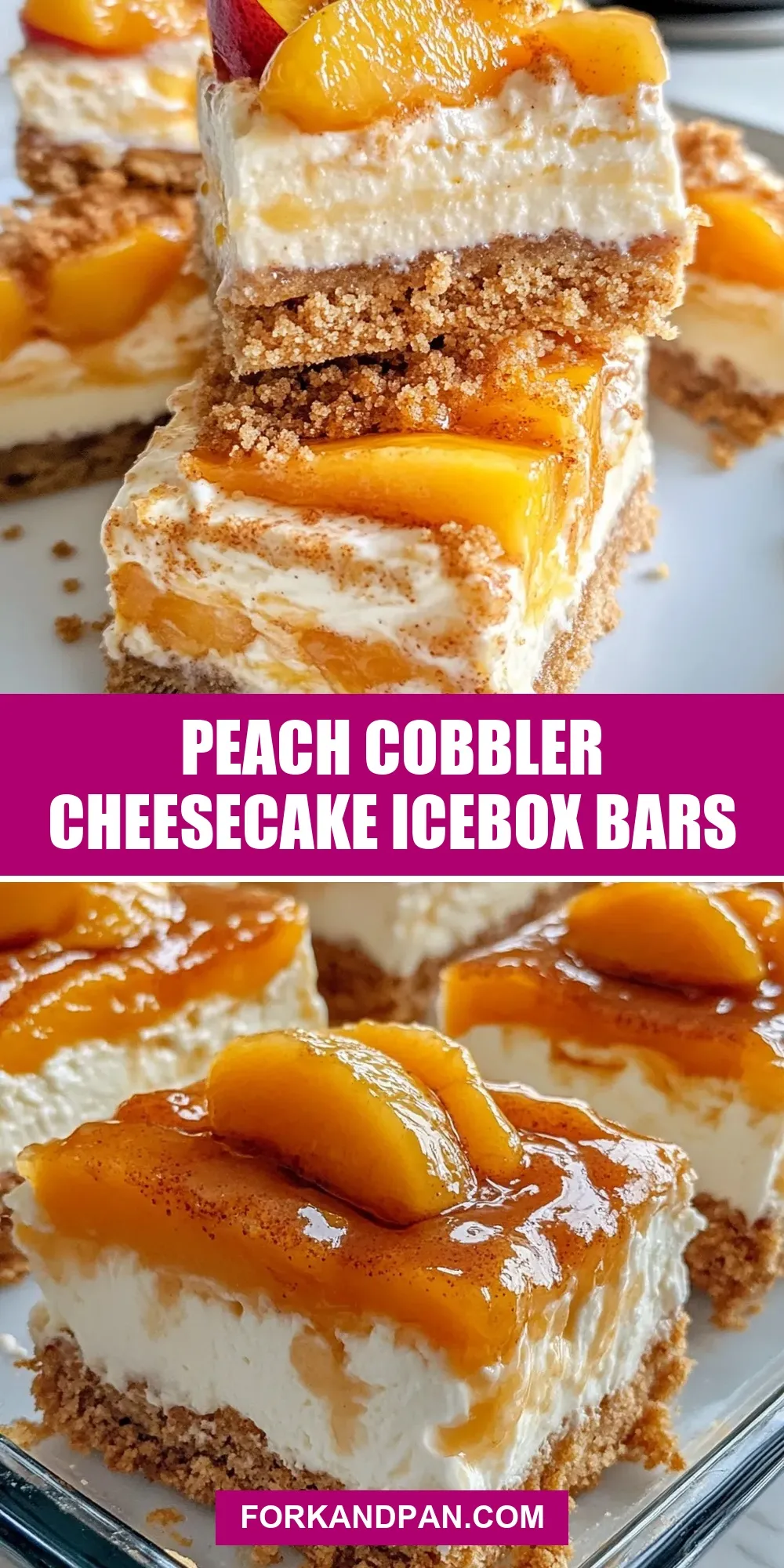 Irresistible Peach Cobbler Cheesecake Icebox Bars