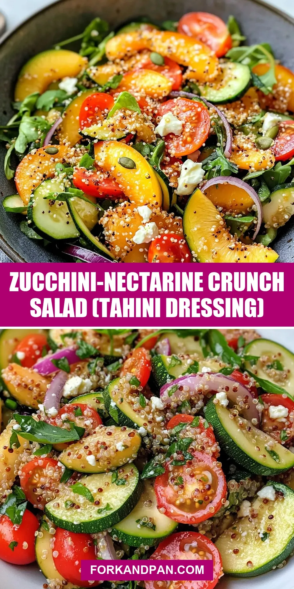 Zucchini-Nectarine Crunch Salad (Tahini Dressing) Recipe