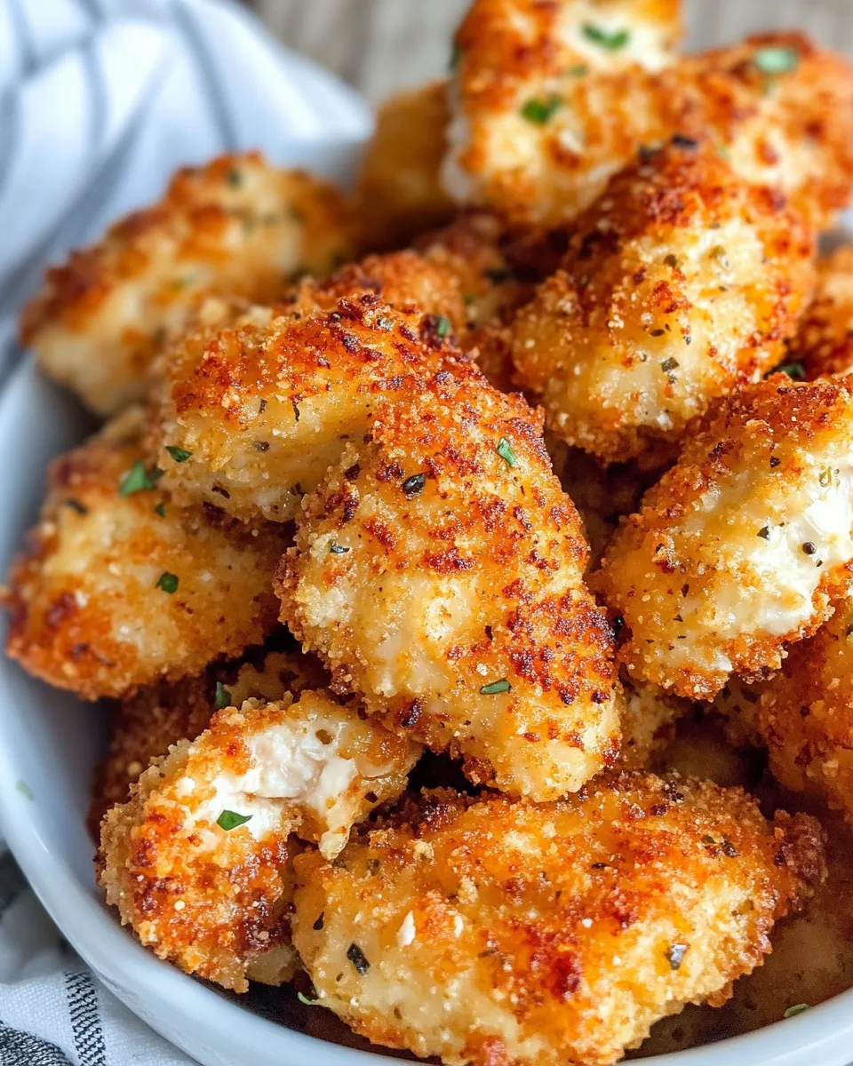 Delicious Air-Fryer Pickle-Brined Chicken Nuggets food shot