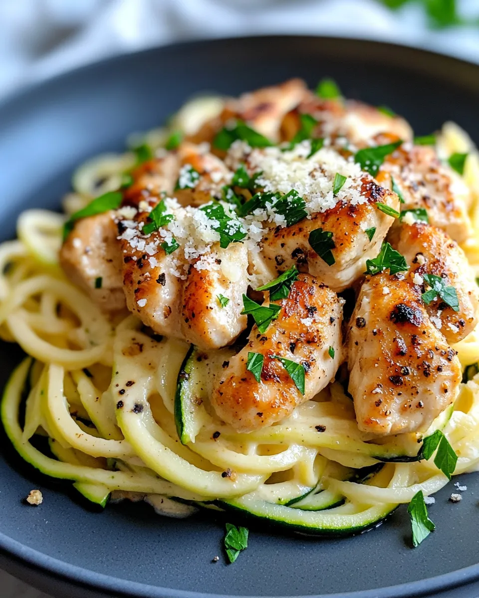 Healthy Freezer-Friendly Chicken Zucchini Alfredo dish photo