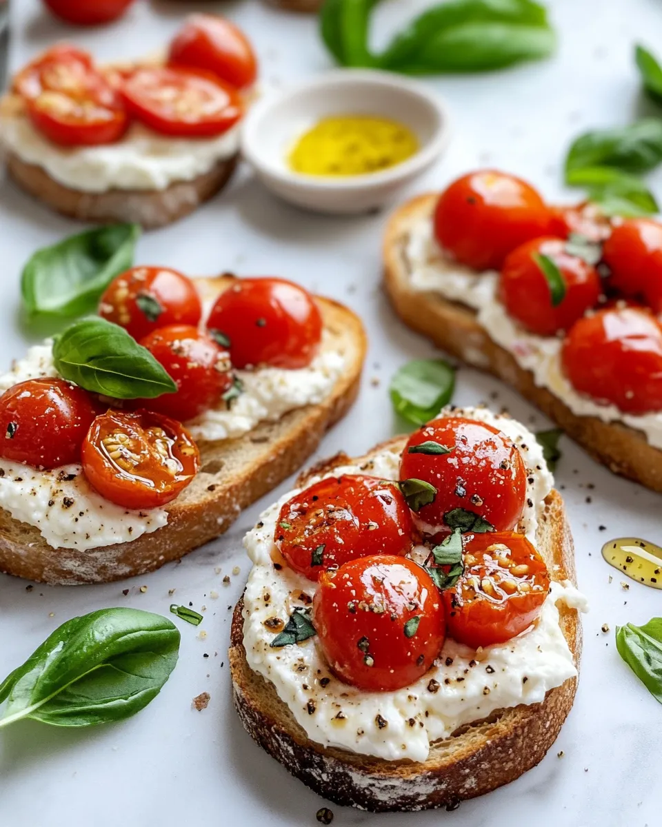 Classic Hot Honey Tomato-Ricotta Toasts dish photo