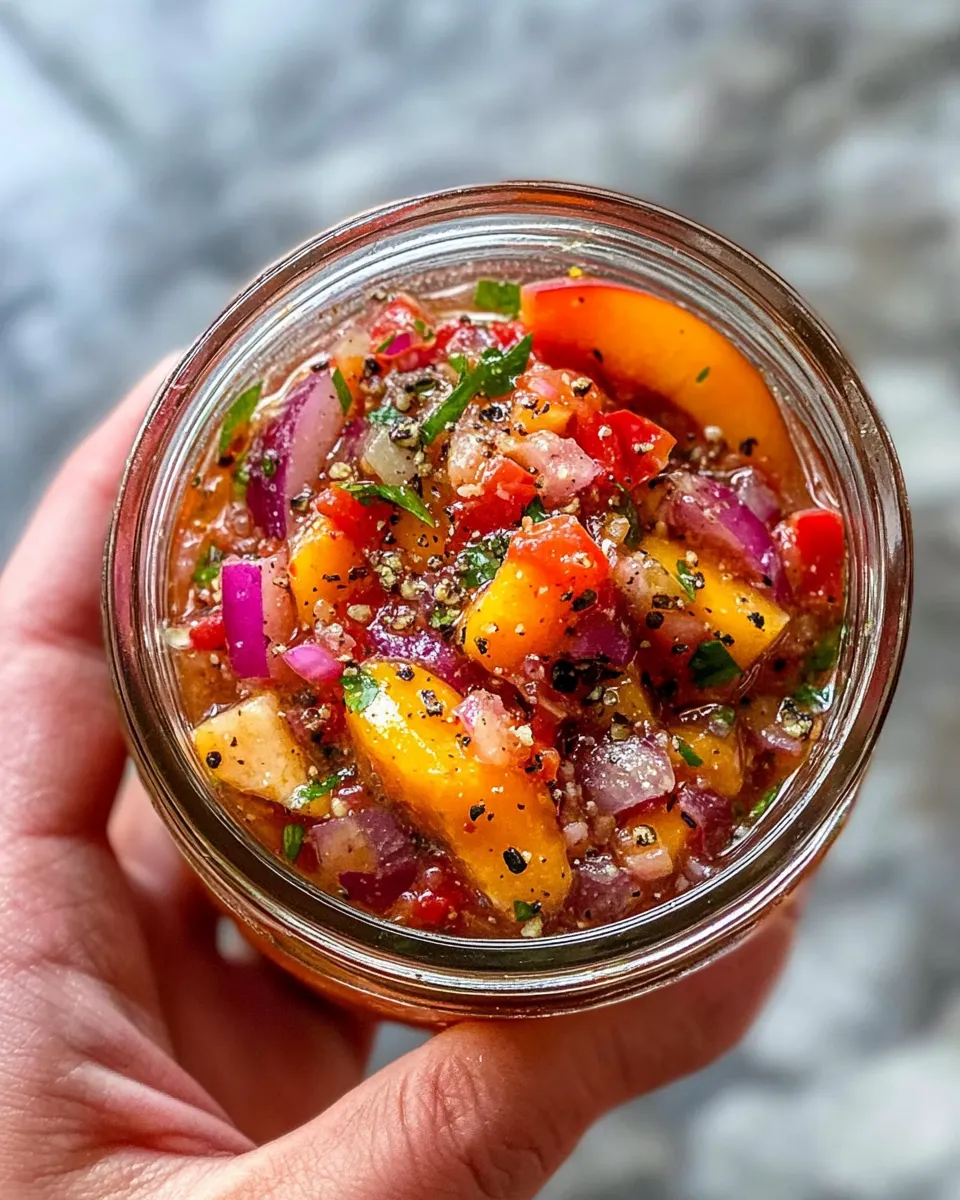 Easy Pickled Pepper & Peach Charcuterie Chutney food shot