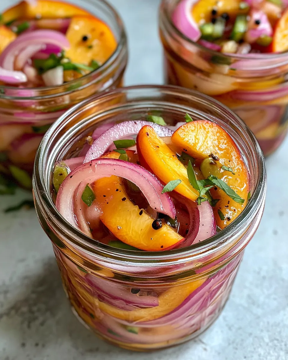 Delicious Quick Pickled Peach Onions (Taco Topper) shot