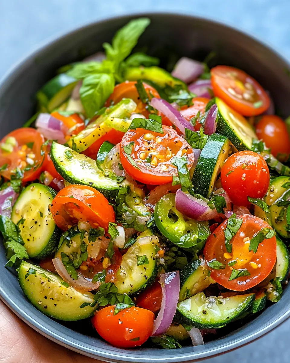 Delicious Quick Pickled Zucchini Salsa Fresca food shot
