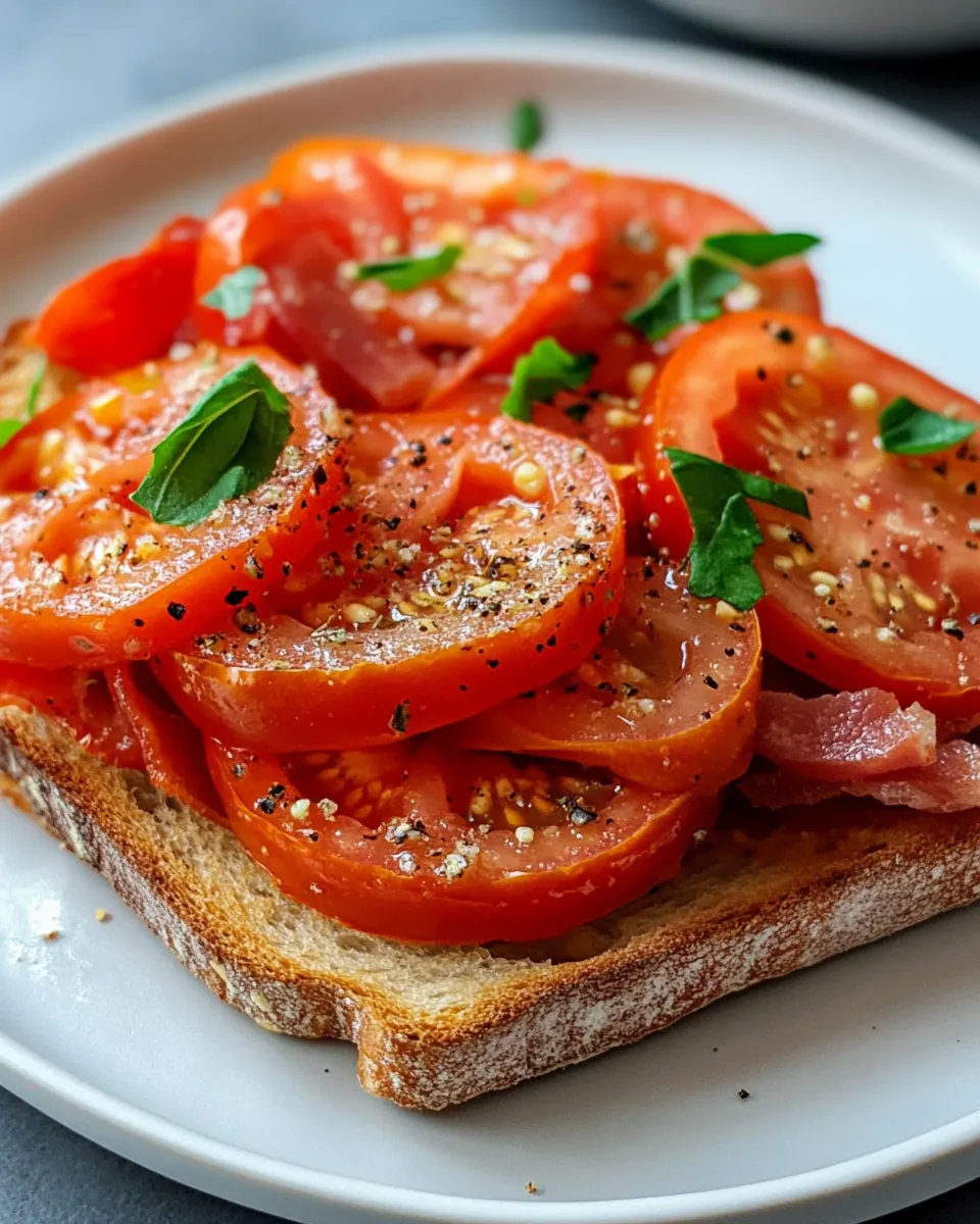 Easy Refrigerator Pickled Tomato Slices (BLT Hack) food shot