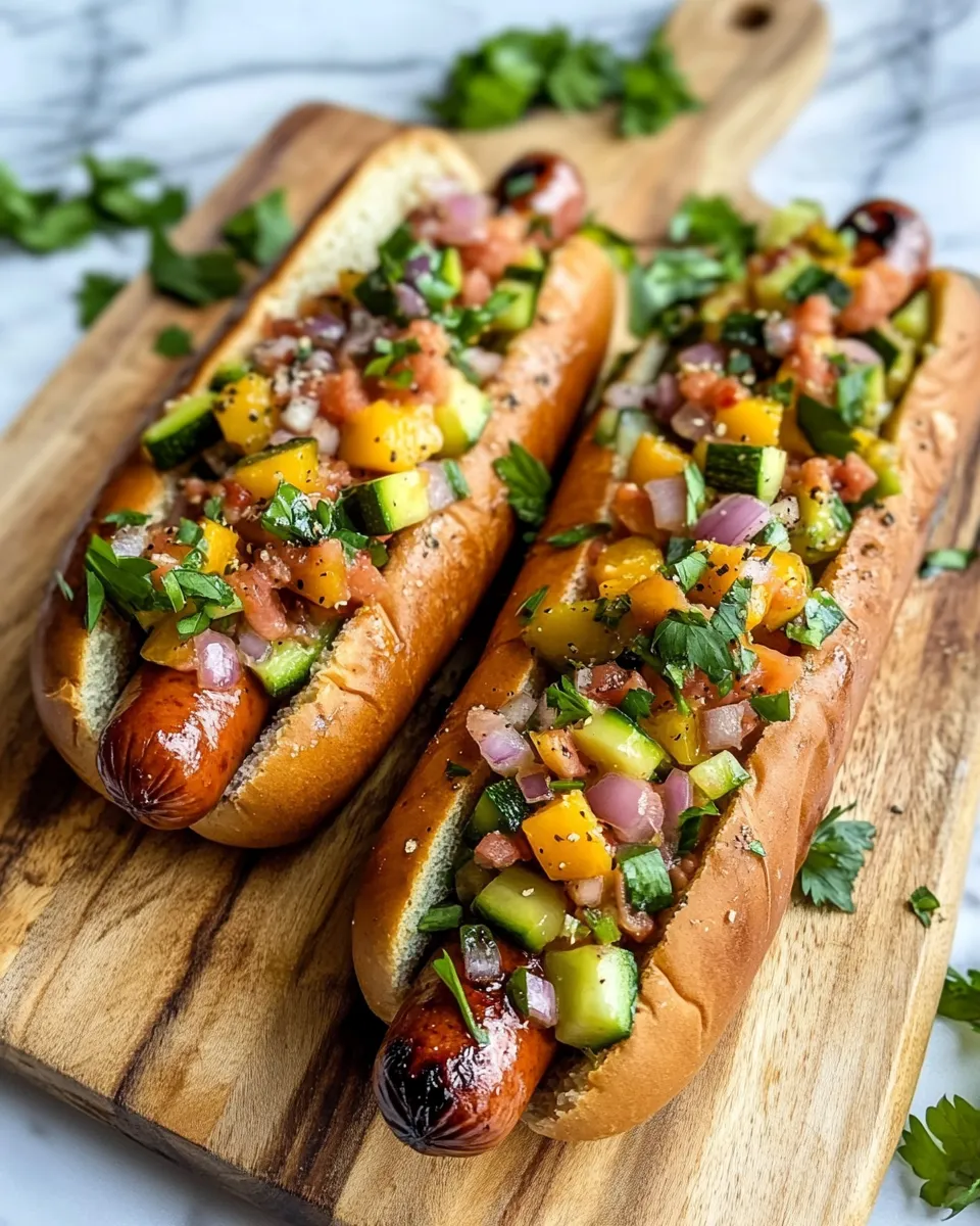 Easy Summer Squash & Zucchini Pickle Relish Dogs food shot