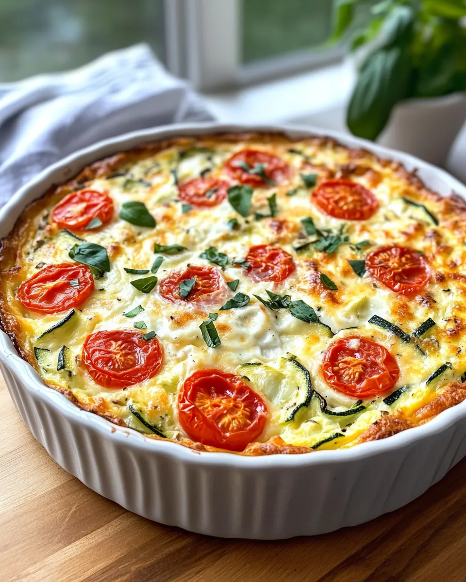 Classic Summer Tomato & Zucchini Crustless Quiche plate image