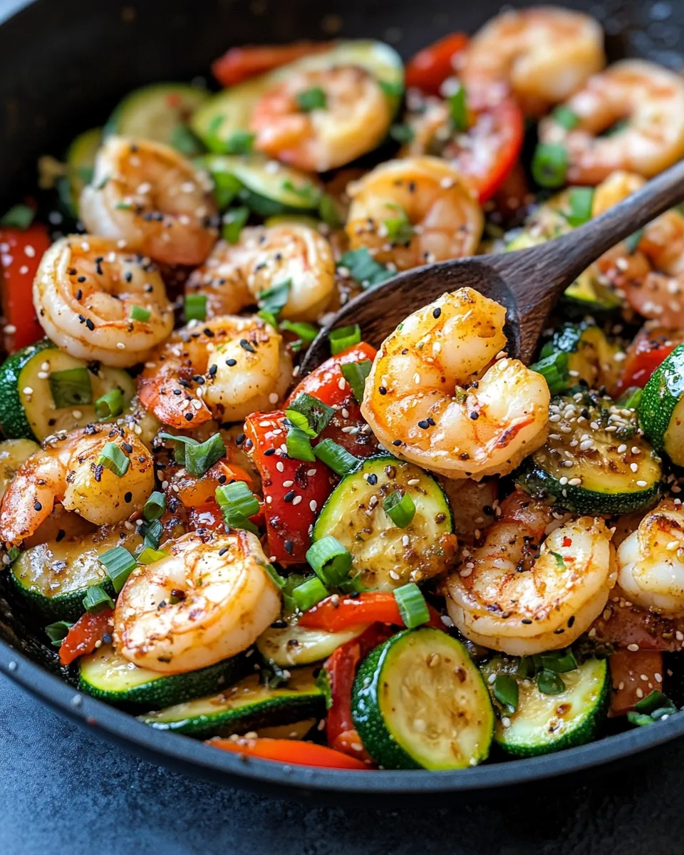 Delicious Sweet Chili Zucchini & Shrimp Skillet image