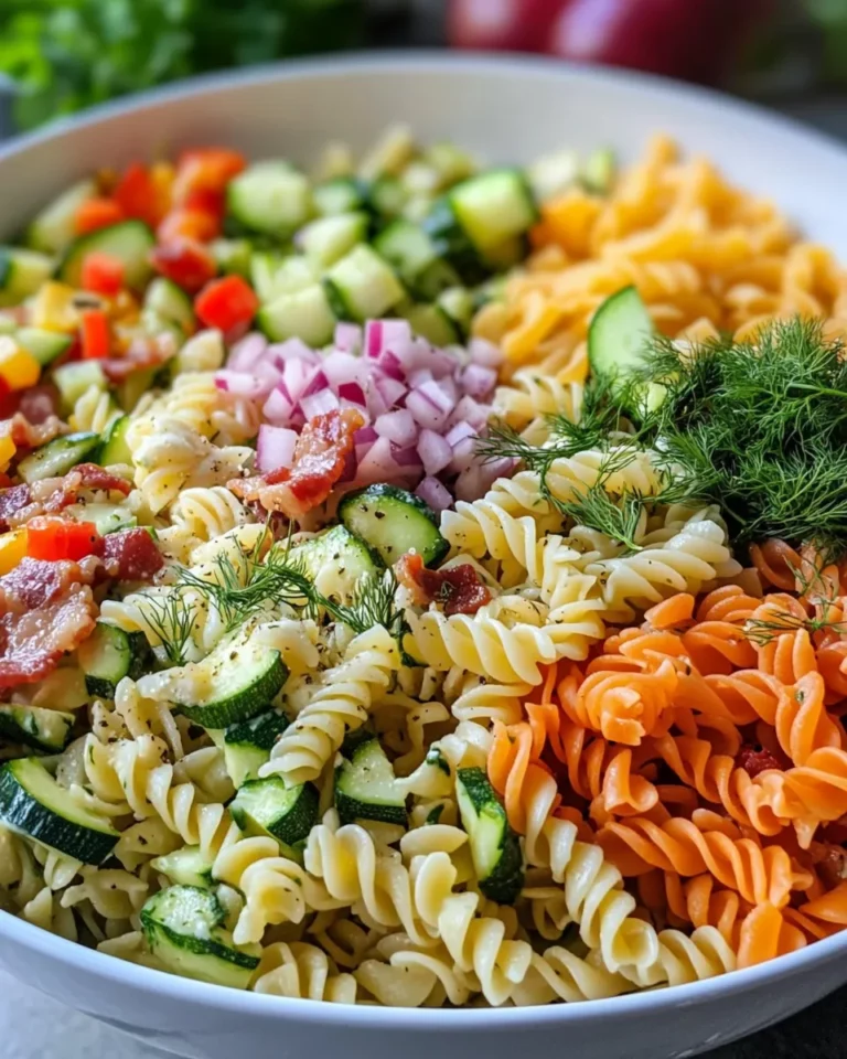 Homemade Sweet Dill Zucchini Pickle Pasta Salad photo