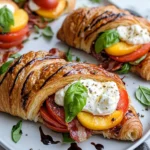 Homemade Tomato-Peach Burrata Croissant Sandwiches recipe photo