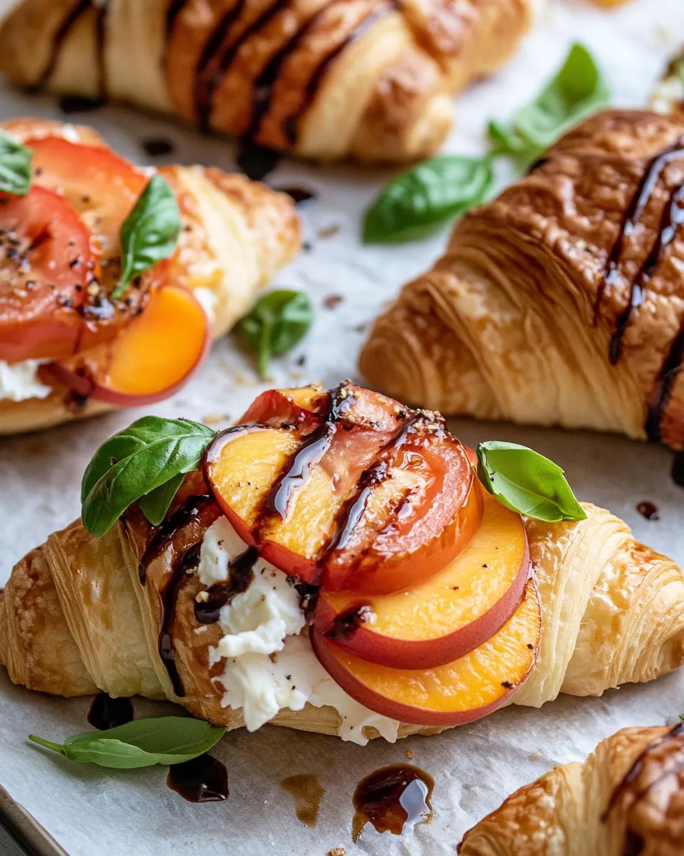 Classic Tomato-Peach Burrata Croissant Sandwiches dish photo