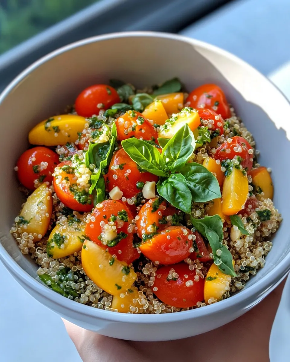 Easy Tomato & Nectarine Pesto Grain Salad food shot