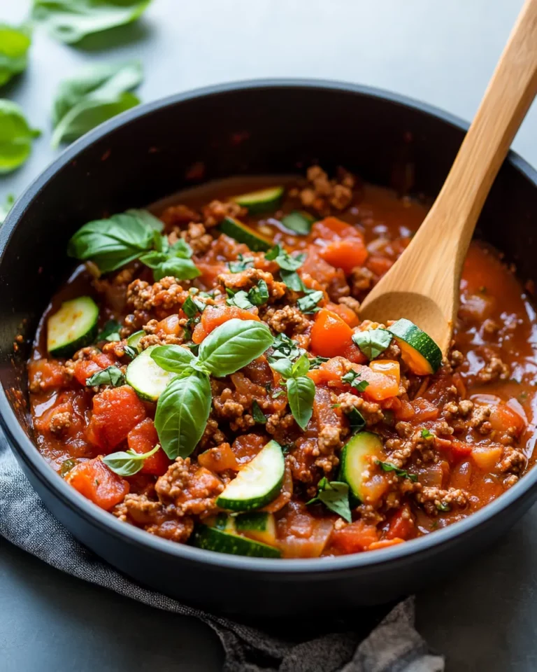 Homemade Zucchini-Tomato Meatless Bolognese recipe photo