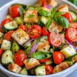 Homemade Zucchini Panzanella with Herbed Croutons recipe photo