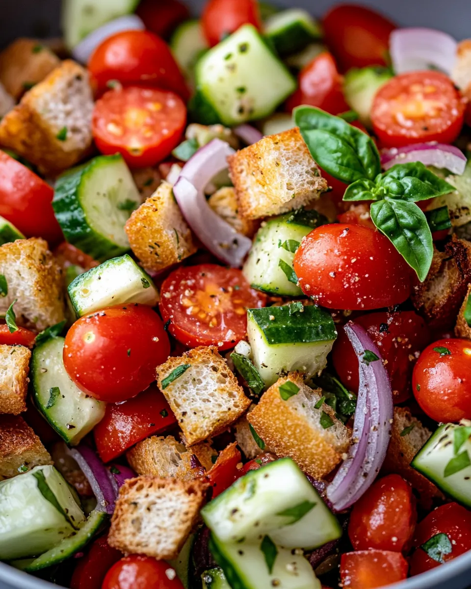 Delicious Zucchini Panzanella with Herbed Croutons plate image