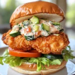 Homemade Zucchini Relish & Fried Chicken Sandwich photo