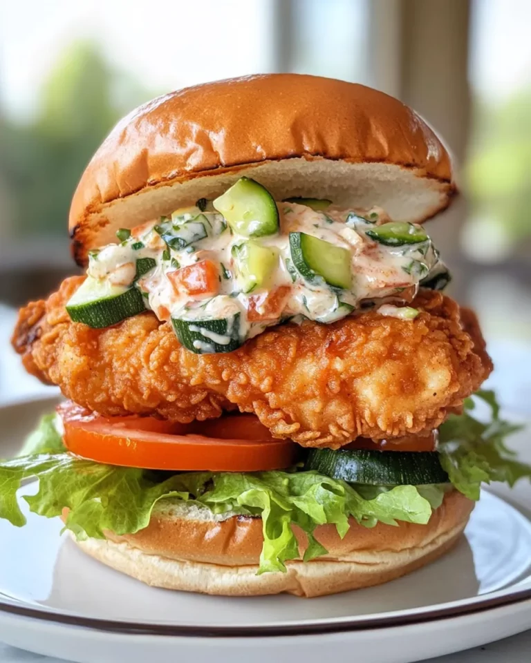 Homemade Zucchini Relish & Fried Chicken Sandwich photo