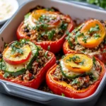 Homemade Zucchini & Nectarine Quinoa Stuffed Peppers recipe photo