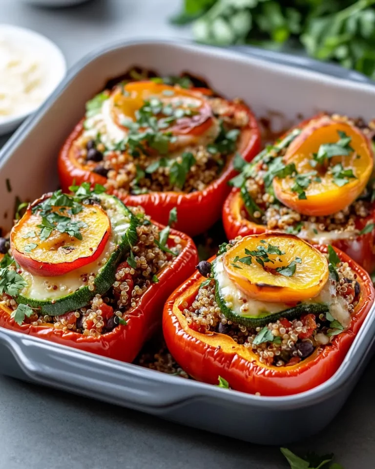 Homemade Zucchini & Nectarine Quinoa Stuffed Peppers recipe photo