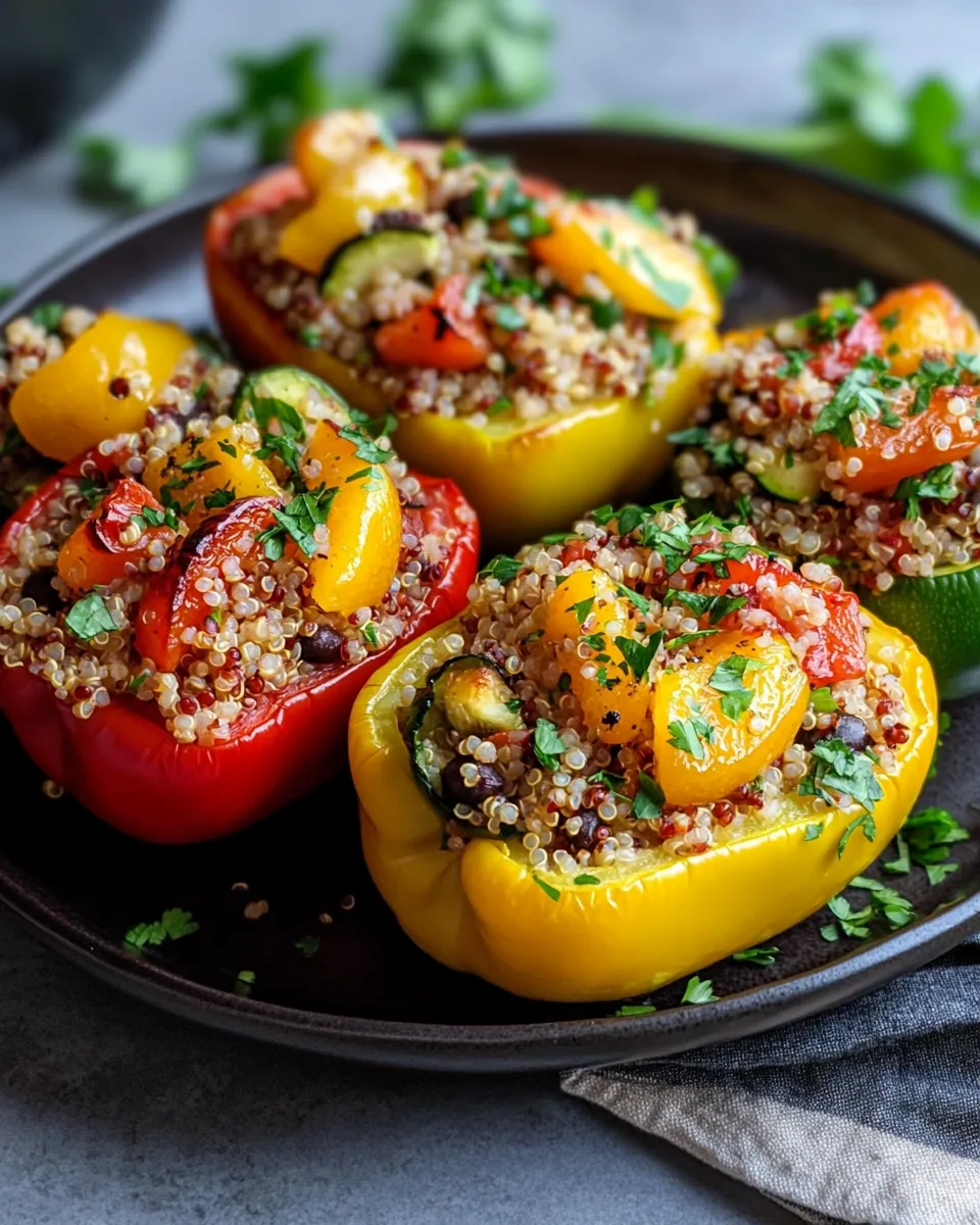 Classic Zucchini & Nectarine Quinoa Stuffed Peppers dish photo