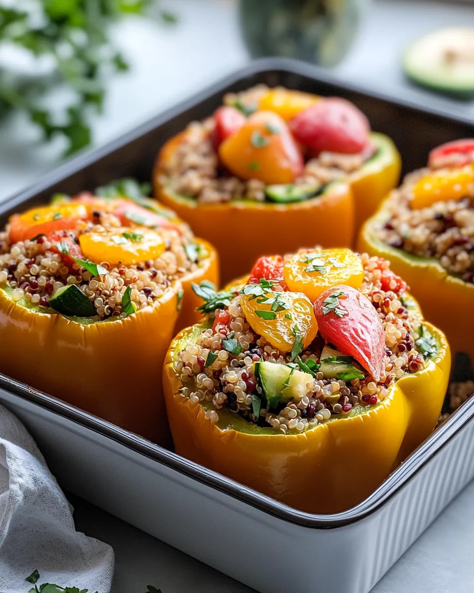 Delicious Zucchini & Nectarine Quinoa Stuffed Peppers picture