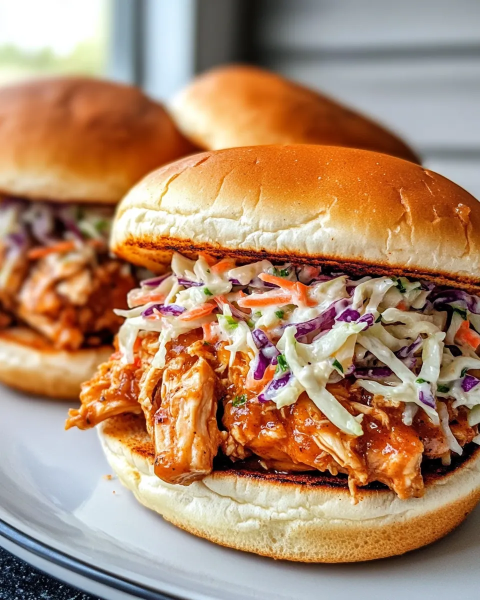 Delicious Apple Cider Pulled Chicken Sandwiches plate image