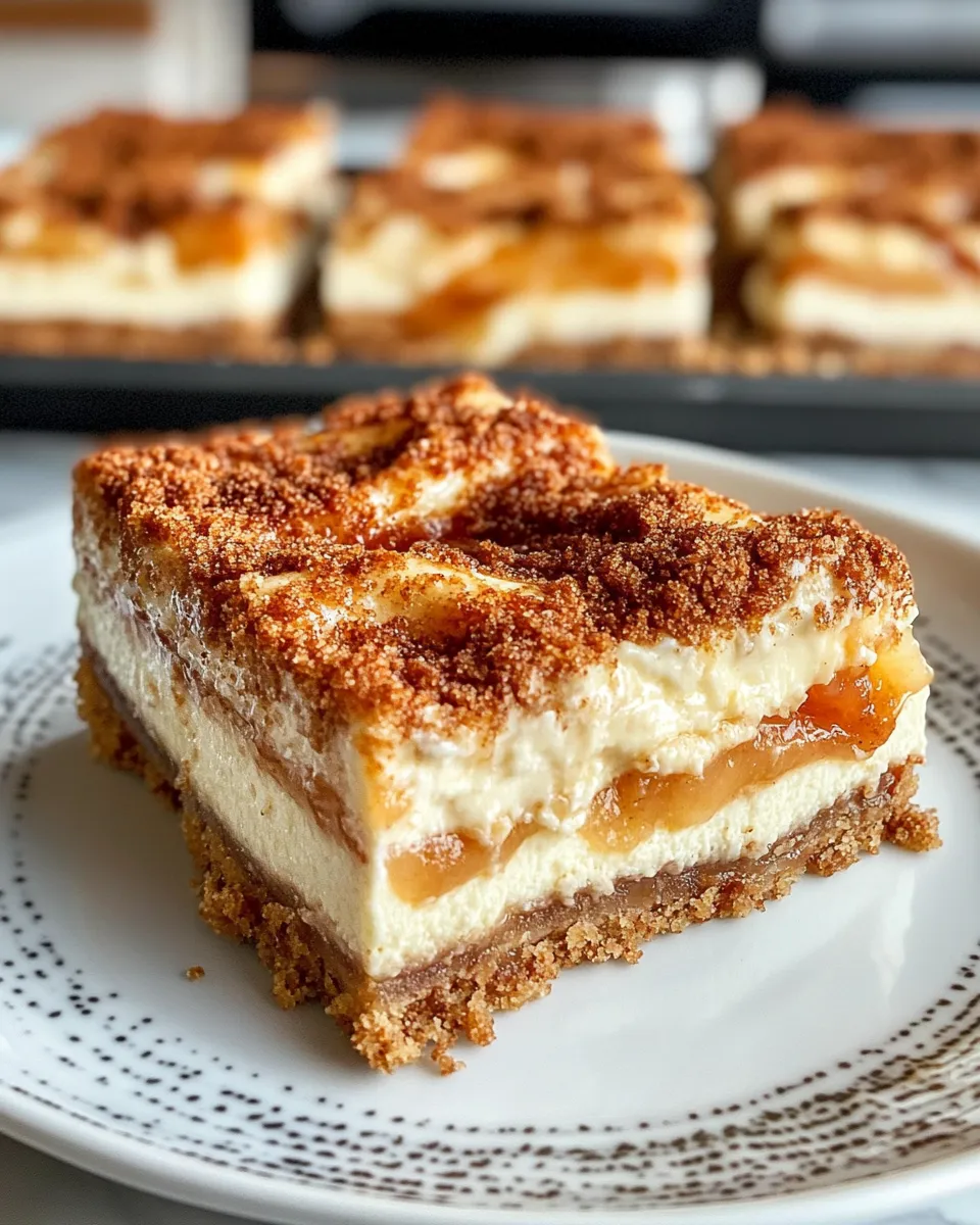 Easy Apple Pie Cheesecake Bars food shot