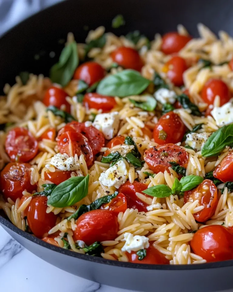 Homemade Baked Feta Tomato Orzo Skillet photo