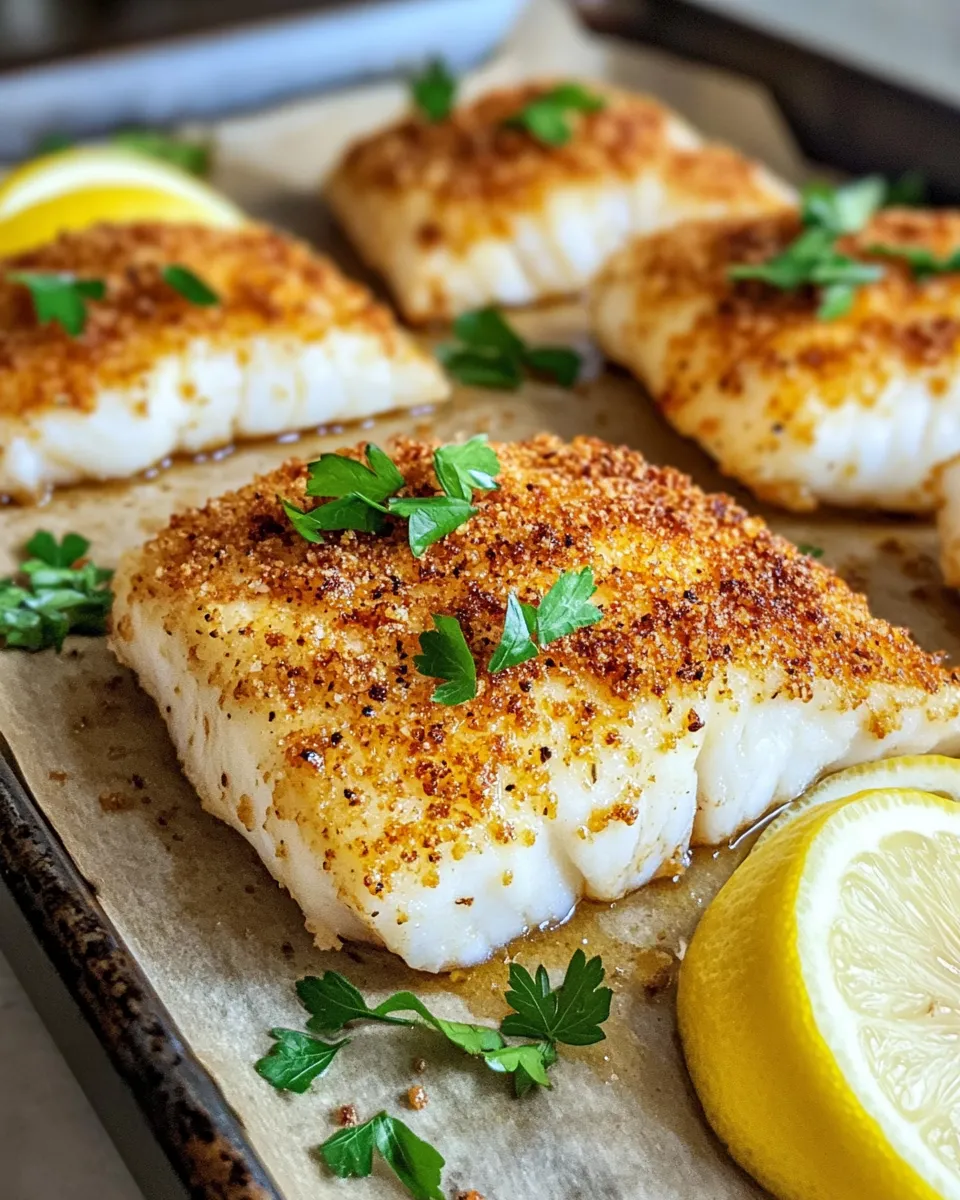 Delicious Baked Parmesan Crusted Cod food shot