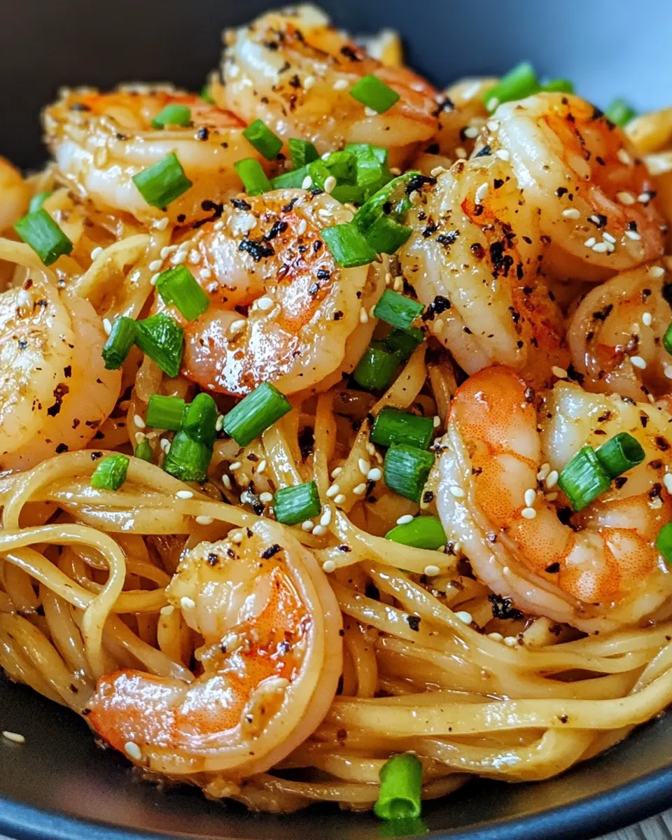 Homemade Black Pepper Shrimp Garlic Noodles photo