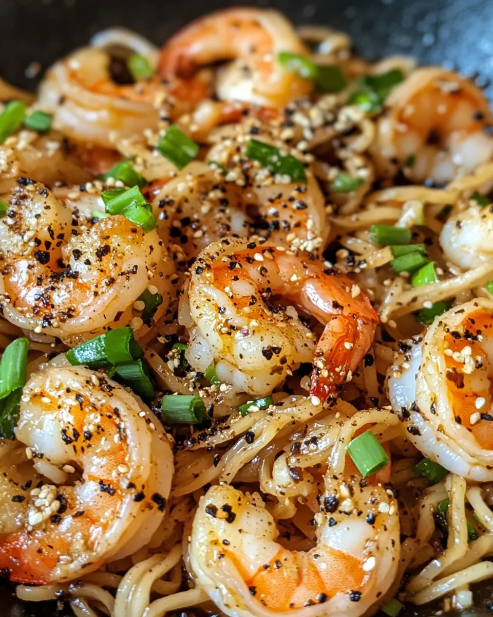 Delicious Black Pepper Shrimp Garlic Noodles dish photo